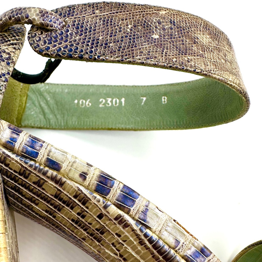 Gucci Vintage Python Ankle Strap Block High Heels… - image 8